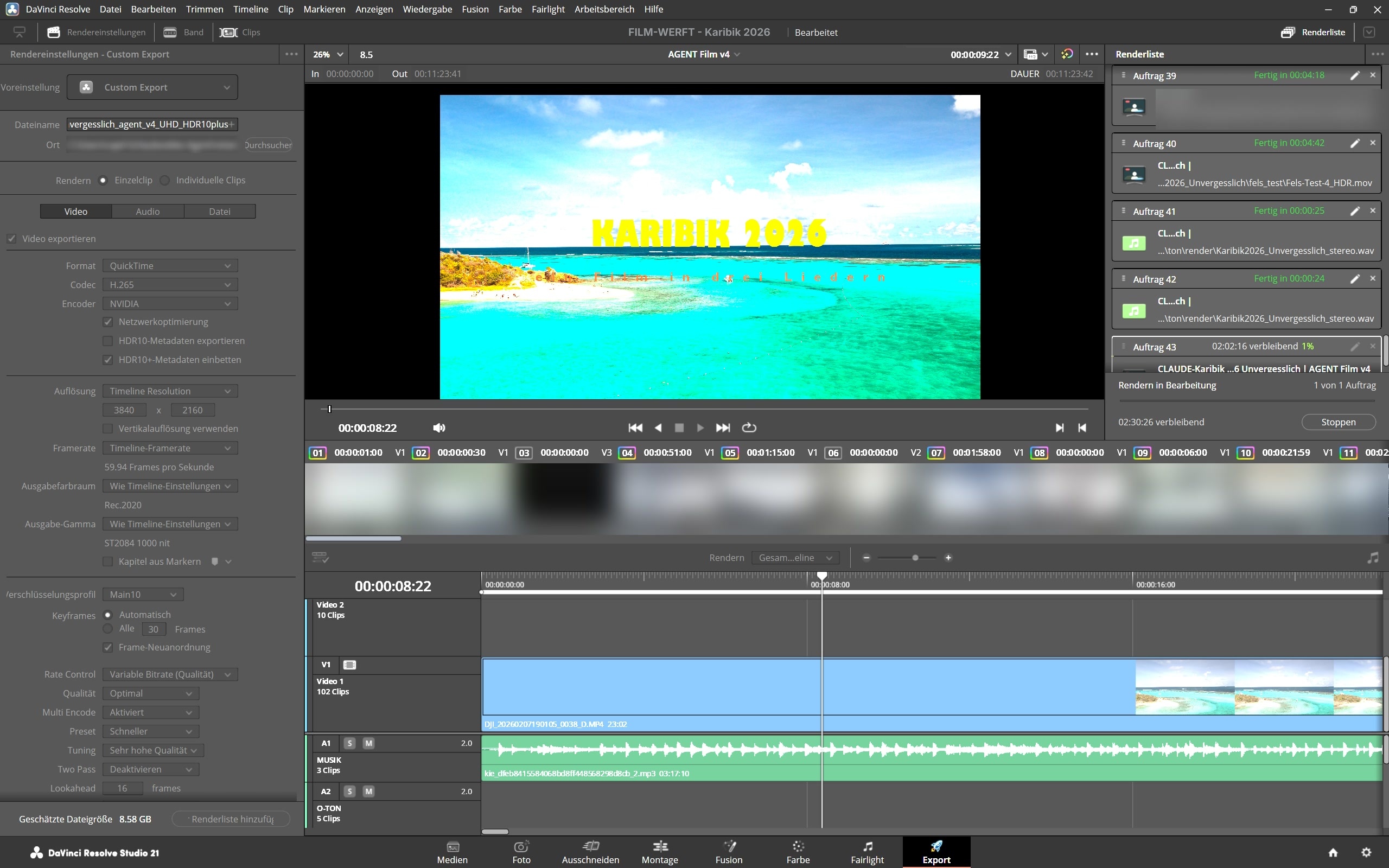 DaVinci Resolve Render-Einstellungen